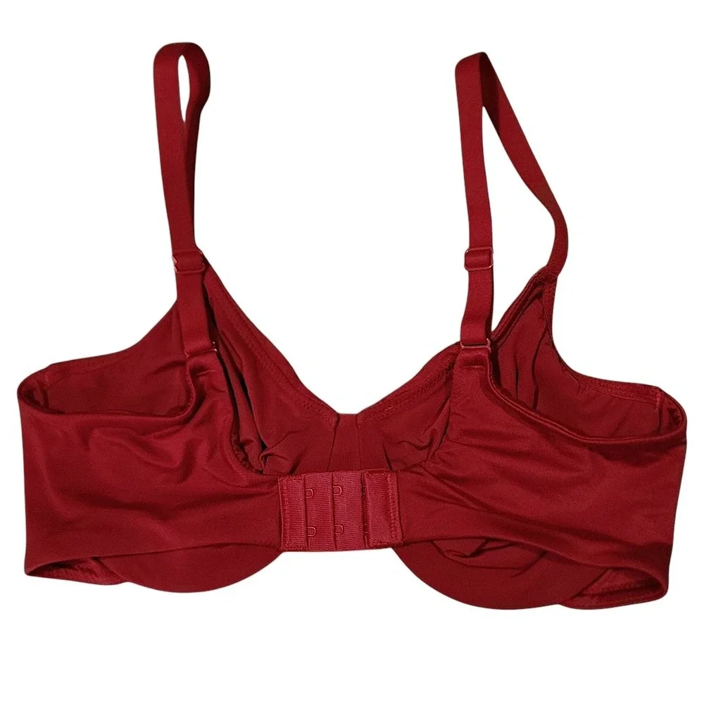 Wacoal Bra 34C Womens Red Underwire Lace Trim Full Coverage 855213 Lingerie